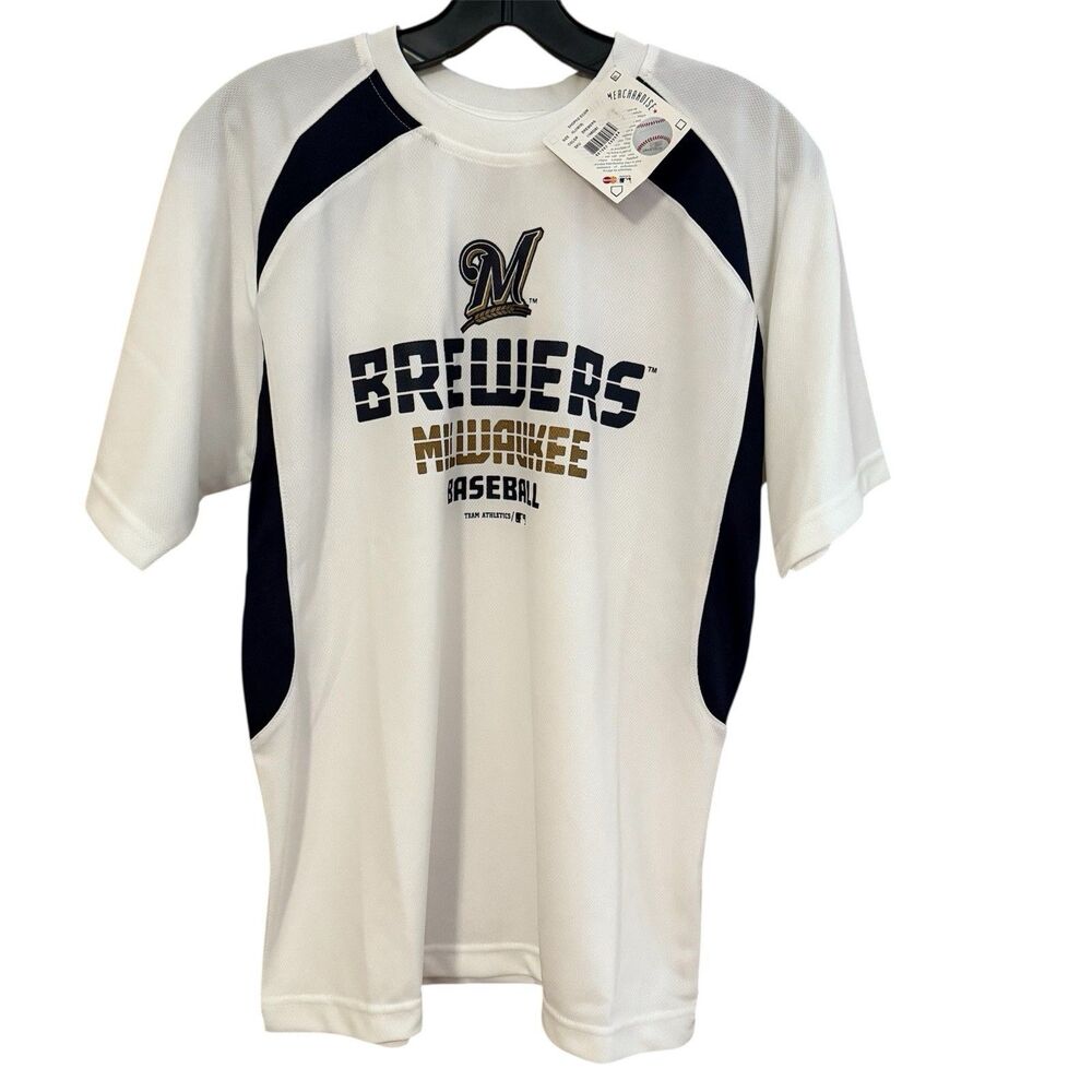 Milwaukee Brewers T Shirt XL (16/18) MLB NWT White Genuine Merchandise